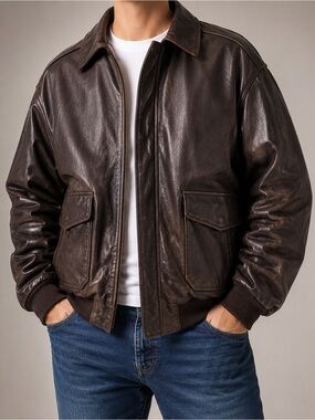 Air Force by Landing Leathers Men’s Genuine Leather Bomber Jacket – Size 3XL